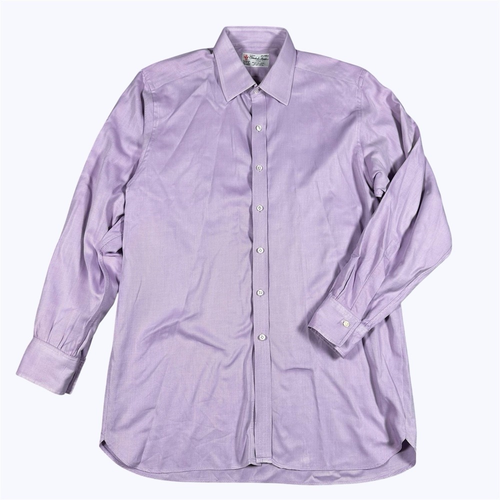 Turnbull & Asser 1990s Vintage Made England Twill Dress Shirt Purple 17.5 44 EUC